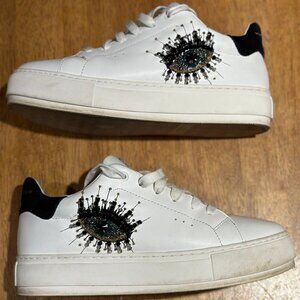 Kurt Geiger Laney Embellished eye leather sneakers